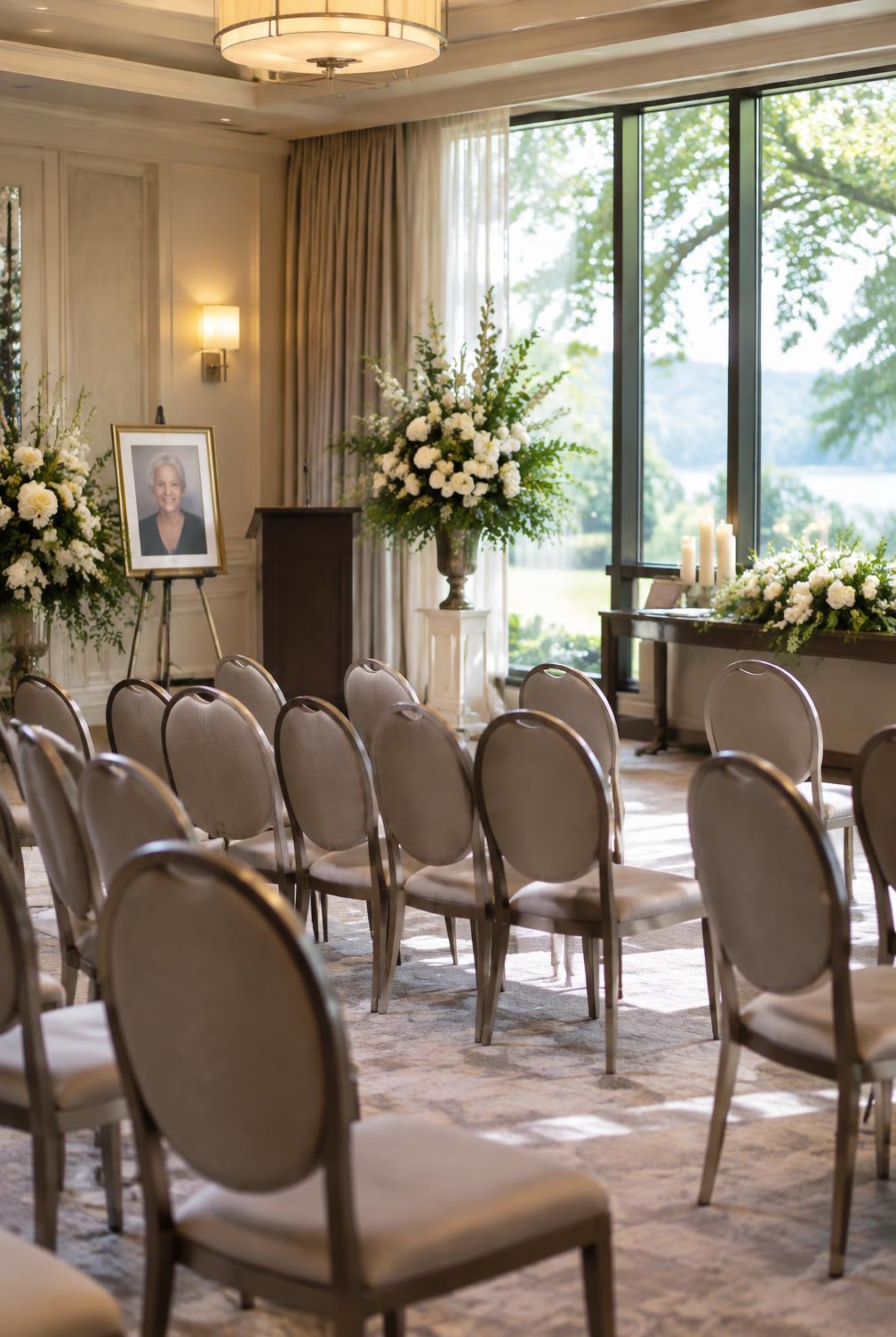 The function room set for a private gathering